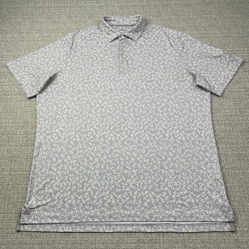 johnnie-O Poloshirt Herren XL grau geblümt AOP Golf leicht kurzarm