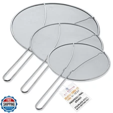 U.S. Kitchen Supply Set of 3 Stainless Steel Splatter Screen - 13", 11.5" and