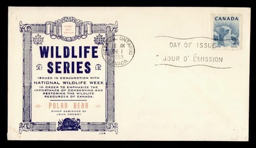 DR WHO 1953 CANADA FDC WILDLIFE POLAR BEAR JCR CACHET R49825
