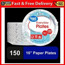 Great Value Everyday Disposable Paper Plates, 10", 150 Count