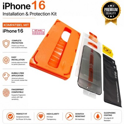 3x Privacy Screen kompatibel mit iPhone 16 + Camera Lens Protector Kit