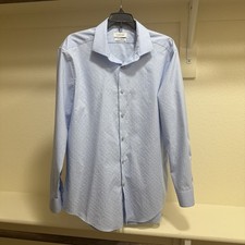 Calvin Klein Men  s Infinite Non-Iron Slim Fit Stretch Dress Shirt Blue 17 32/33