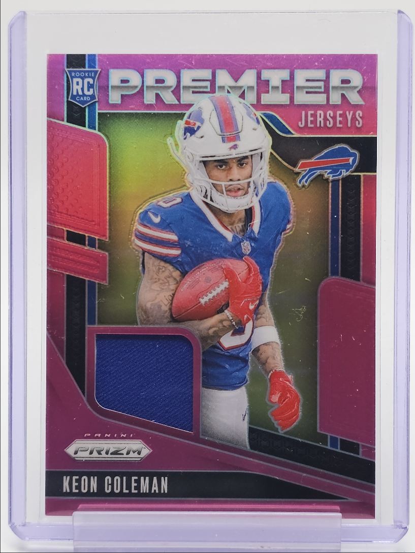 KEON COLEMAN 2024 PANINI PRIZM ROOKIE PREMIER JERSEYS PATCH PINK RC Q4856