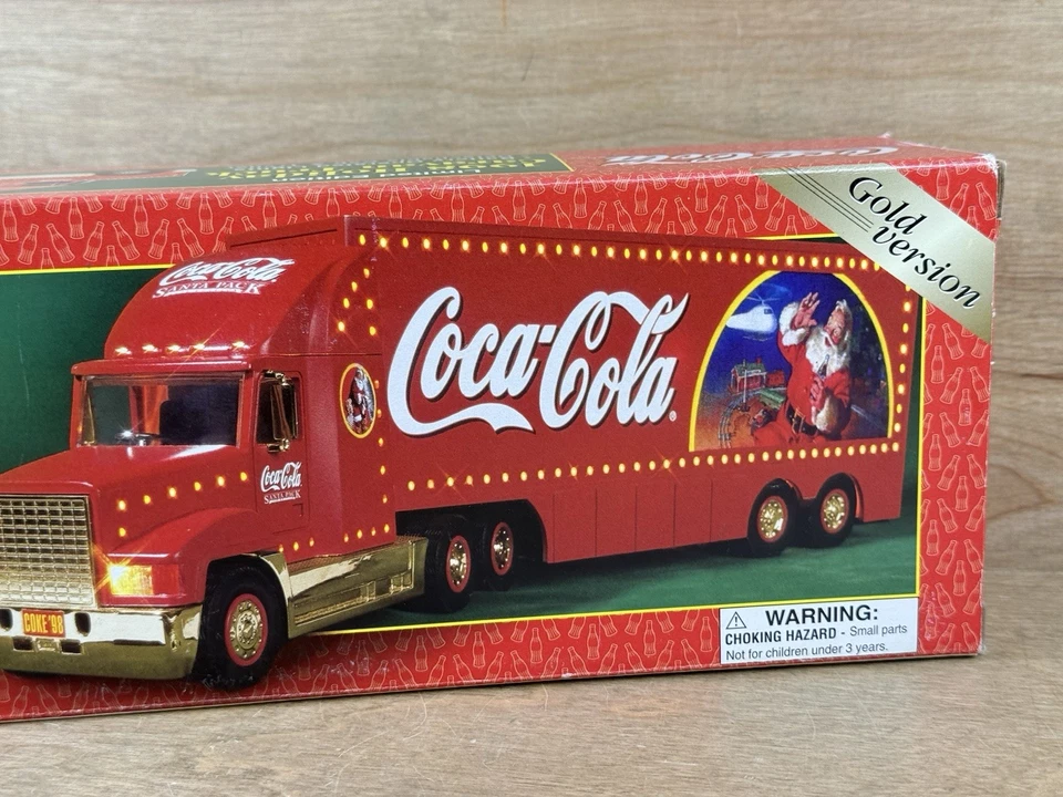 GOLD VERSION Coca-Cola 1998 Holiday Caravan Light Up Truck with Box MIB - Image 3 of 4