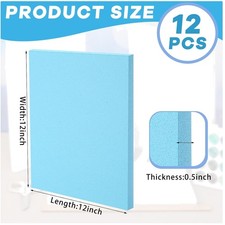 12-Pack Blue XPS Foam Board 12x12x0.5" Craft Panels