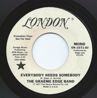 Graeme Edge Band - Everybody Needs Somebody - Used Vinyl Reco - Promo - G8100z