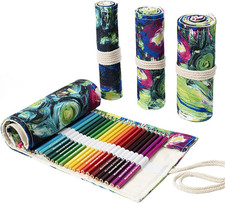 24/36/72 Slots Pencil Wrap Roll Up Bag, Artist Colored Roll for Short Brushes, O