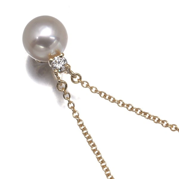 Auténtica Tiffany&Co. Collar Perla 6.8mm Diamante Oro Amarillo 18K 750 Foto 2 de 4