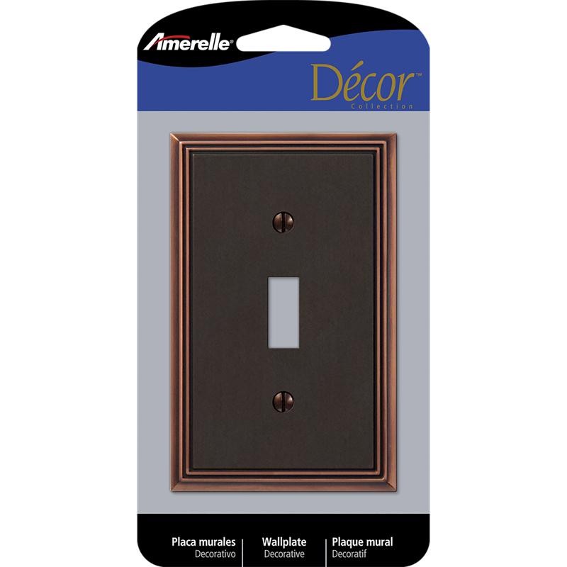 Amerelle 77TDB Metro Line Aged Bronze 1-Toggle Wall Plate