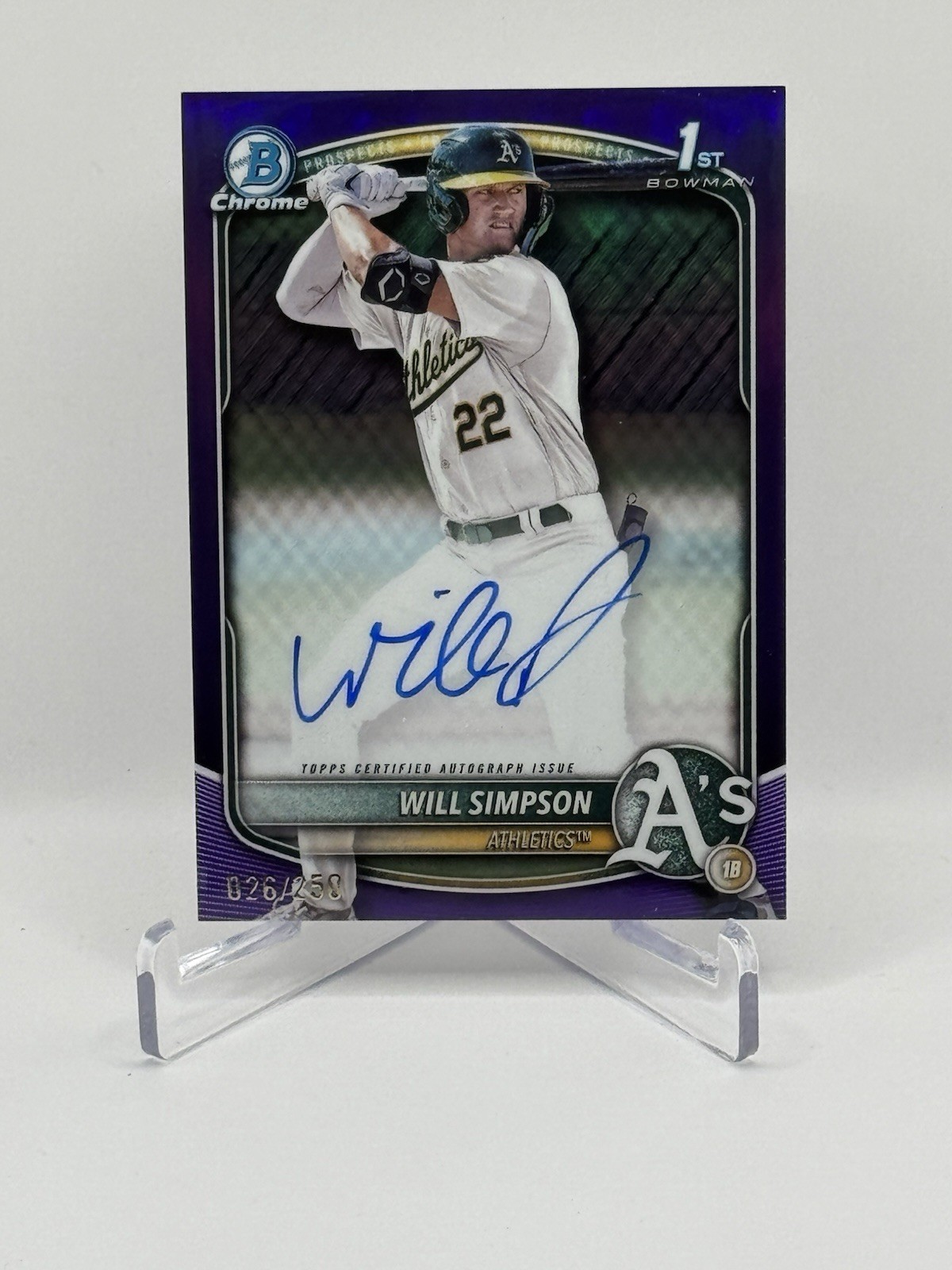 2025 Bowman Chrome - Will Simpson - Purple Refractor Auto 026/250 - 1st Bowman