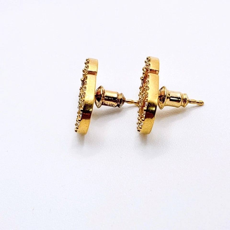 Pendientes Christian Dior Petit CD Stud Logo Circonita Tono Dorado De Japón Foto 3 de 4