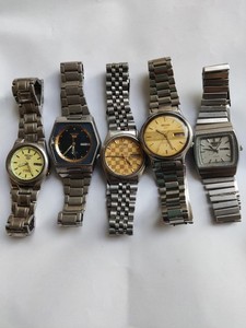 Lot of 5 Seiko 5 Automatic Watches Working Day/Date Mixed Styles Stainless Steel