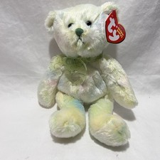 TY Beanie Baby FLORA the Green Ty-dyed Bear Vintage Ty Plush Stuffed Animal