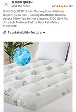 3Inch Memory Foam Mattress Topper Queen Hot Sleepers, 1700 GSM Fill, Back Pain