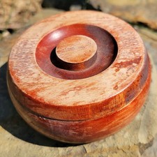 Antique Stained Wood Wooden Shaving Soap Bowl With Lid