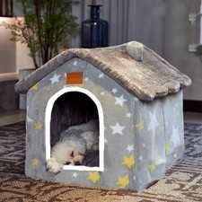 Indoor Dog House Puppy Cave Cat Nest Pet Bed Foldable Memory Foam Cushion