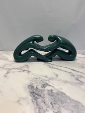 Vintage Royal Haeger Pottery Partners Sculpture Figurine Teal Ceramic Lovers