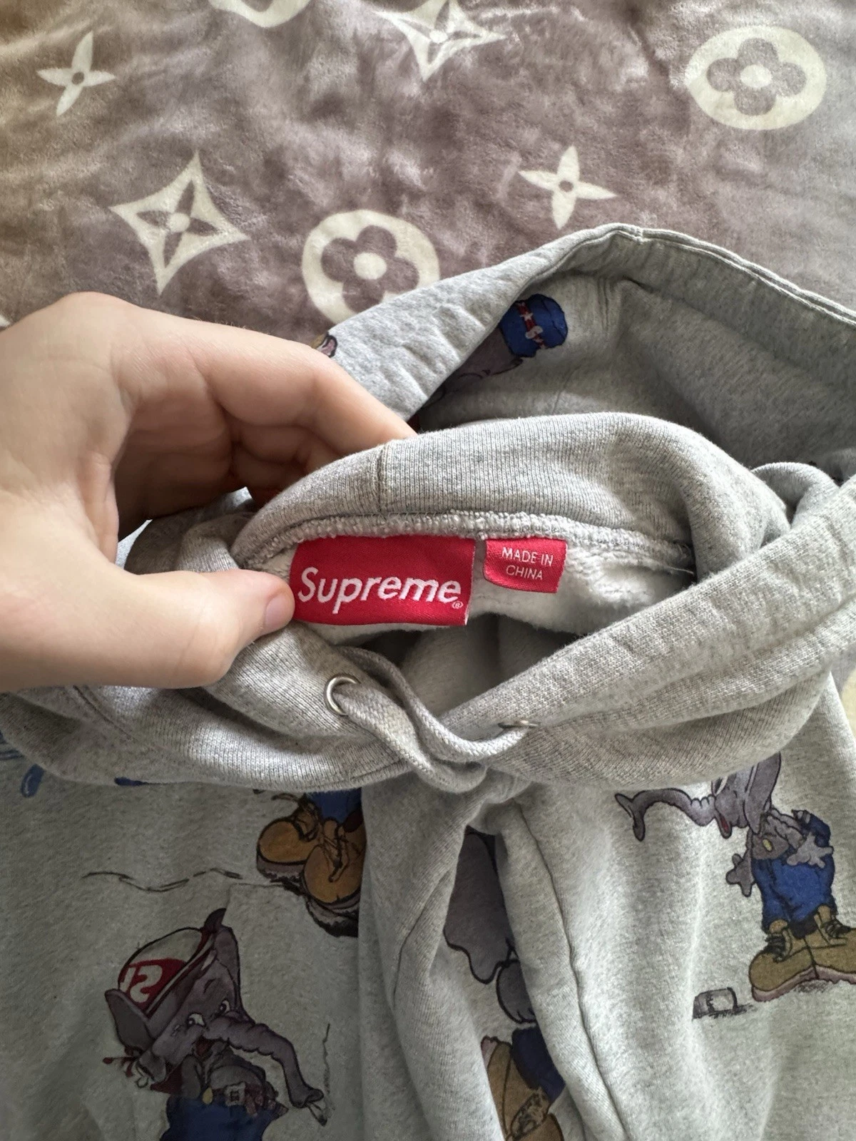 Felpa con cappuccio Supreme Elephant grigio medio