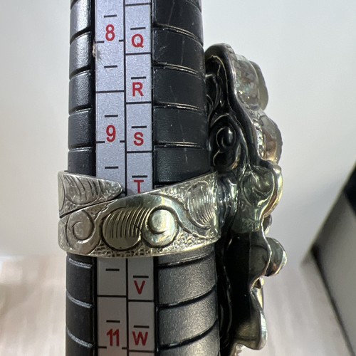ANELLO fatto a mano in labradorite e serpente intagliato gotico BOHO, dichiarazione gioielli spigolosi - Foto 13 di 13
