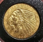 US 1909 Gold $2 1/2 Dollars Indian Head Circulated