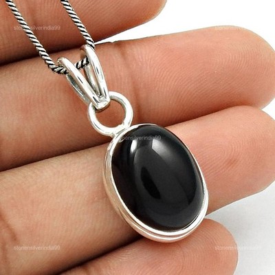 Daughters Day Sale Onyx Stone Solid Sterling Silver Artisan Anniversary Pendant