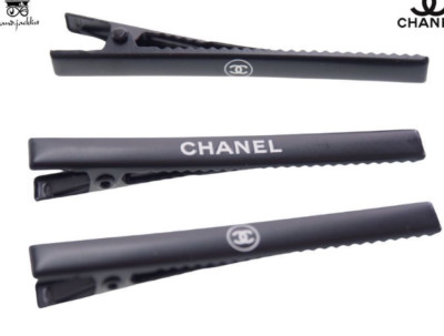 Chanel Schwarz Haarspange mit Logo 3er Set Neuheit Haarschmuck Neu