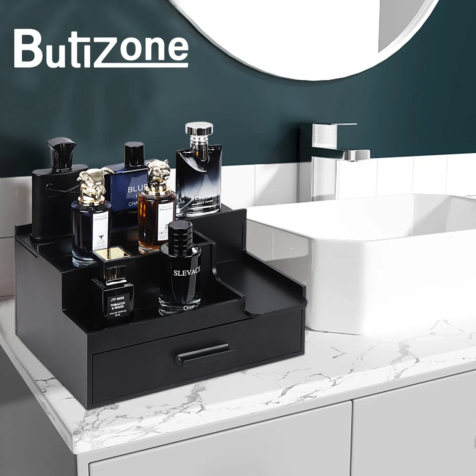 Cologne Organizer for Men 3 Tier Perfume Display Stand Cologne Shelf w/ Drawer - Image 4 of 4