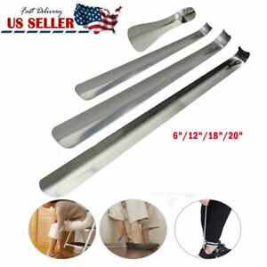 US 6"-20" Long Handled Metal Shoe Horn Lifter Stainless Steel with Hanging Hole
