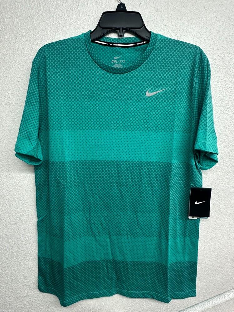 Nike Dri-Fit Men's Cool Running Short Sleeve Turquoise Shirt Size L