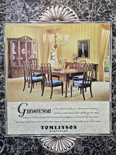 Tomlinson Furniture High Point NC Grosvenor Collection Vintage Print Ad 1965