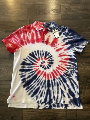 Ralph Lauren Custom Slim Fit Americana Mesh Tie-Dye Polo Shirt