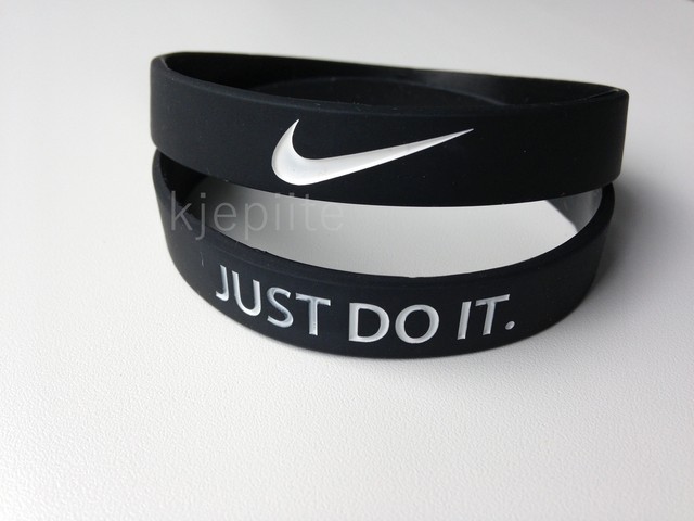 Nike JUST DO IT. wristband baller bracelet nba sport BLACK with white silicone | eBay
