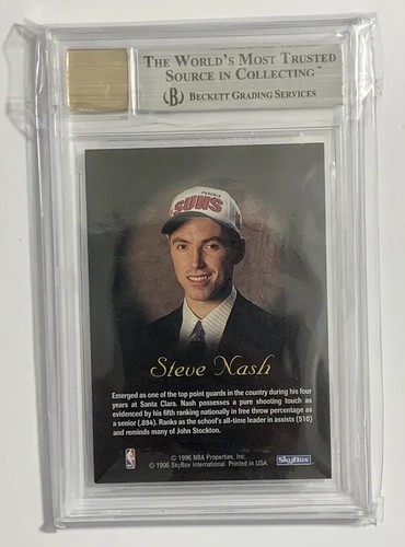 Skybox 1996 autocontrol autográficos BGS 8,5 con 10 auto Steve Nash raro poco pop - Imagen 2 de 2