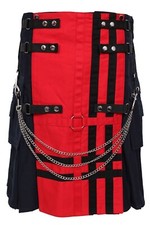 Red Black Utility Kilt Make a Statement with Functionality and Style
