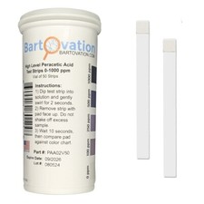 High-level Peracetic Acid Test Strips, 0-1000 ppm Vial of 50 Strips