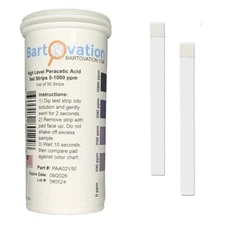 High-level Peracetic Acid Test Strips, 0-1000 ppm [Vial of 50 Strips]