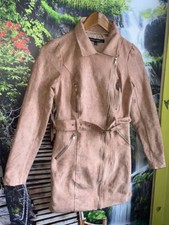 Naked Wardrobe Suede Coat Women , Tan , Size S.