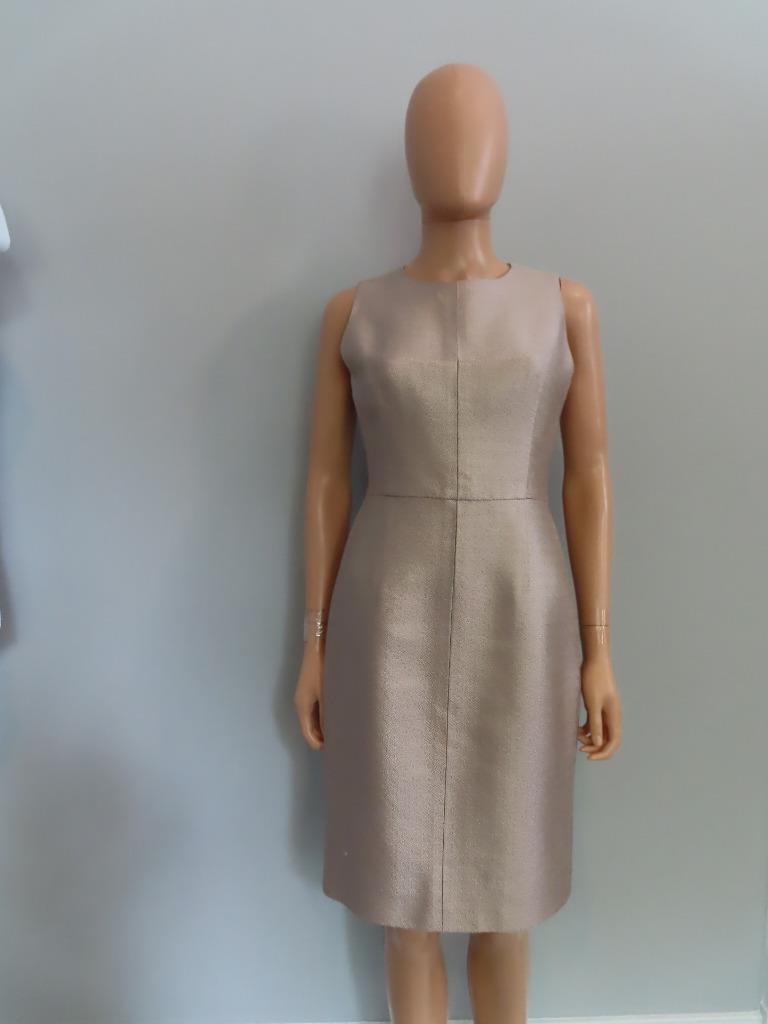 adrianna papell beaded blouson long dress Workin' 9 to 5 Scoop Neck Knee Length Pencil Dress Beige