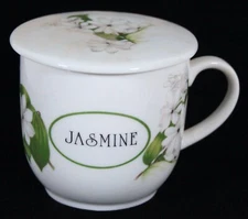 RARE VINTAGE TOSCANY COLLECTION JASMINE PATTERN TEA MUG WITH LID NO STRAINER NEW