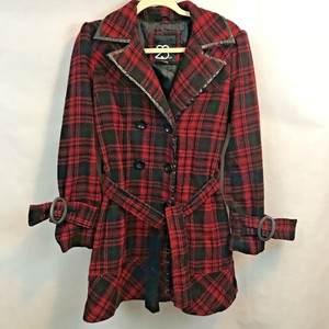 red plaid wool coat