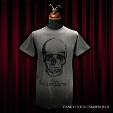 JEFFERY WEST T shirt Men's Grey Marl 'DANDY IN THE UNDERWORLD' Skull T-shirt
