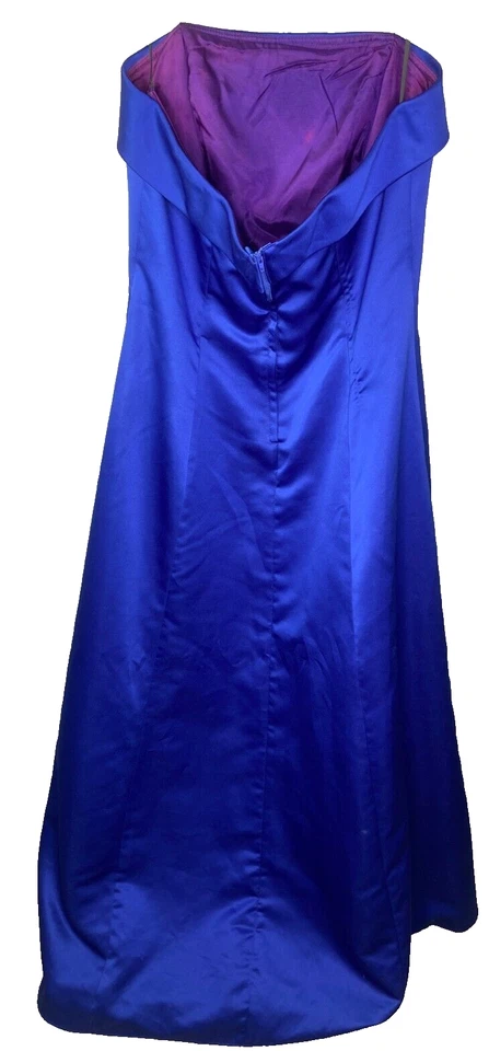 Urban Girl Nites Gown Size 13/14 Long Blue Strapless Shiny Satin Net Underskirt - Image 4 of 4