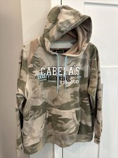 Cabelas Womens Camo Hunting Hoodie Sweatshirt Size Large Blue Logo