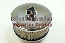 4x 2-78 Dish Chrome Steel Air Cleaner Filter 1bbl2bbl Raised Base Chevy Ford