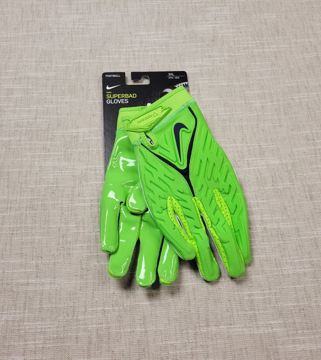 NIKE Superbad Football Gloves 3XL Mens Lime Green Blue