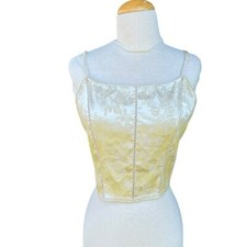 VTG 90s Y2K Victoria's Secret Cropped Bustier Style Camisole Top Champagne Med