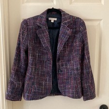 NEW Coldwater Creek Y2K Shaped Boucle Blazer Size 8 Purple Tweed Style NWT