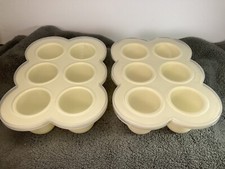 Baby Bullet Easy Pop Batch Tray  Lids Lot 2 Silicone Used Very Good Condition