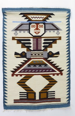 Vintage Ecuadorian Wool Tapestry Wall Hanging Textile Art on Wood 39.5'' x 29.5''