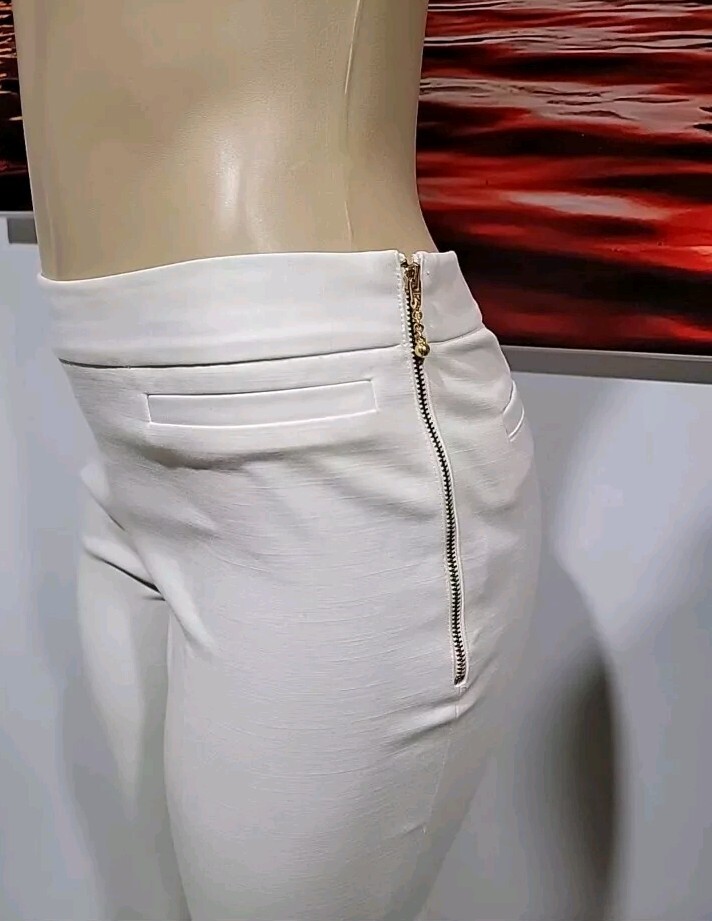Kate Spade Women's Size 6 White Cropped Pants Side Zipper Closure #6 thumbnail 5